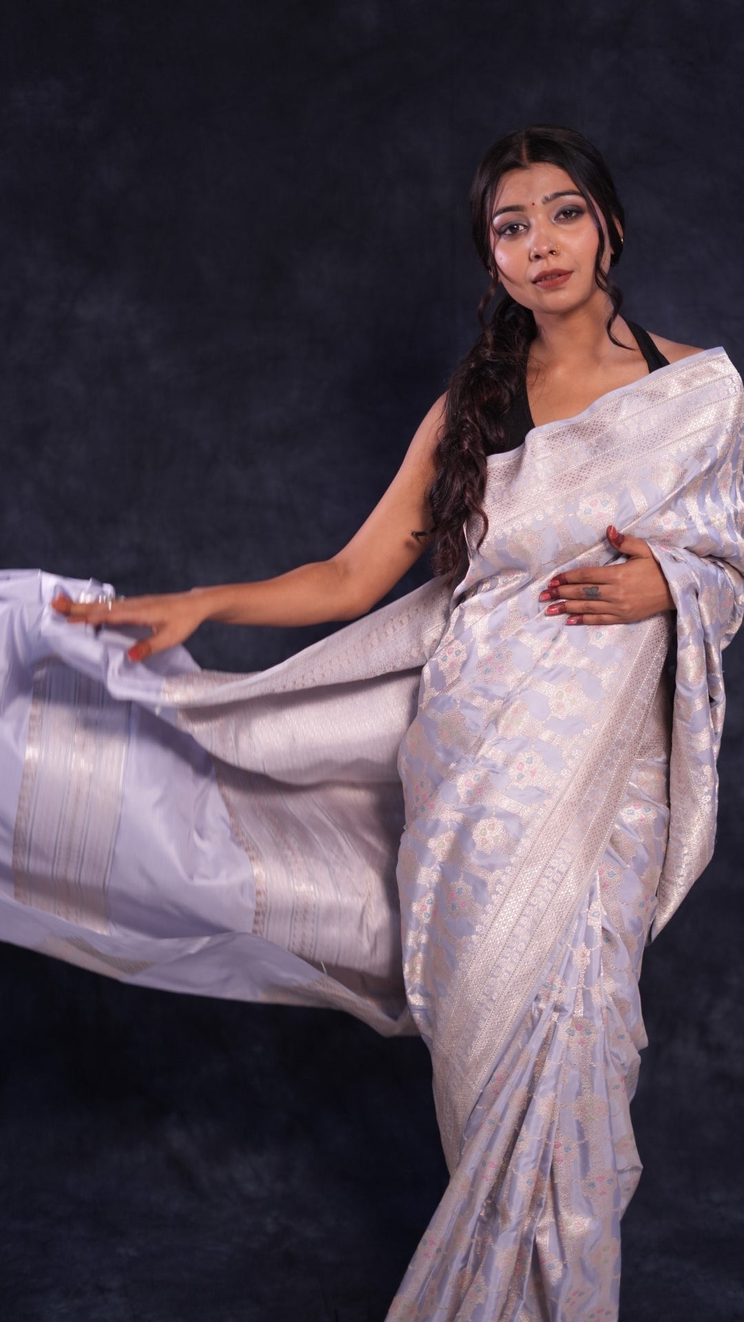 Chandi: Pure Katan silk handwoven Banarasi saree