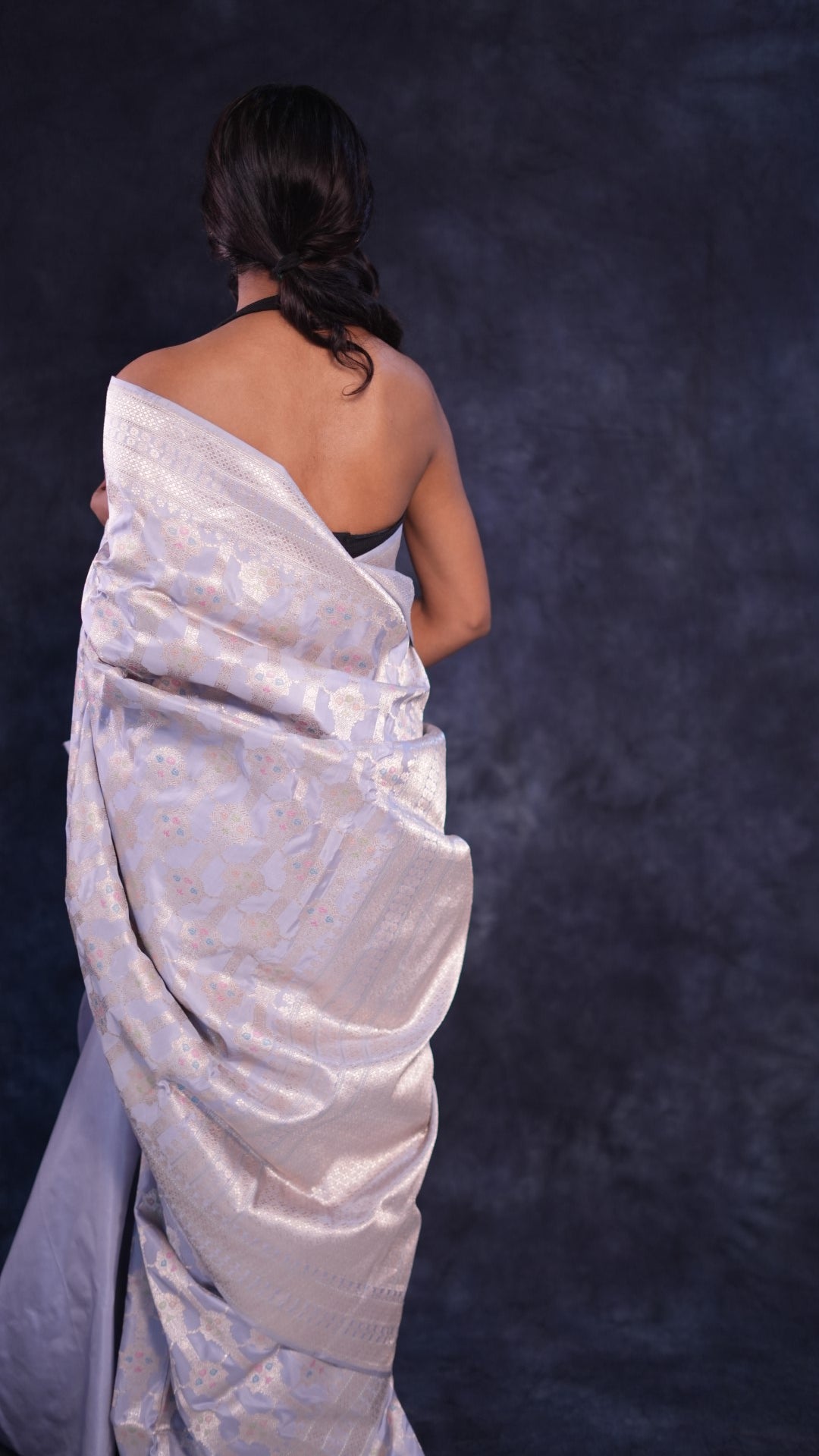 Chandi: Pure Katan silk handwoven Banarasi saree