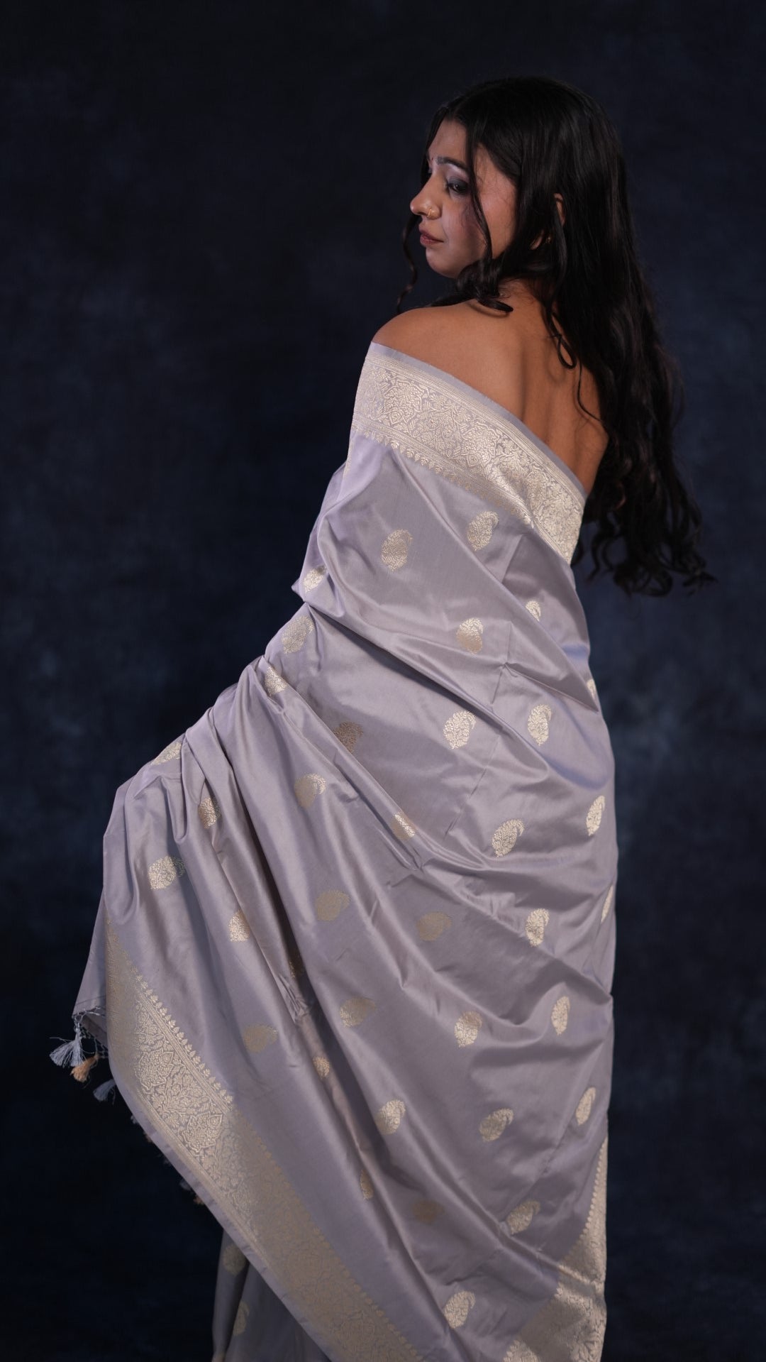 Pale purple pure Katan silk Banarasi saree