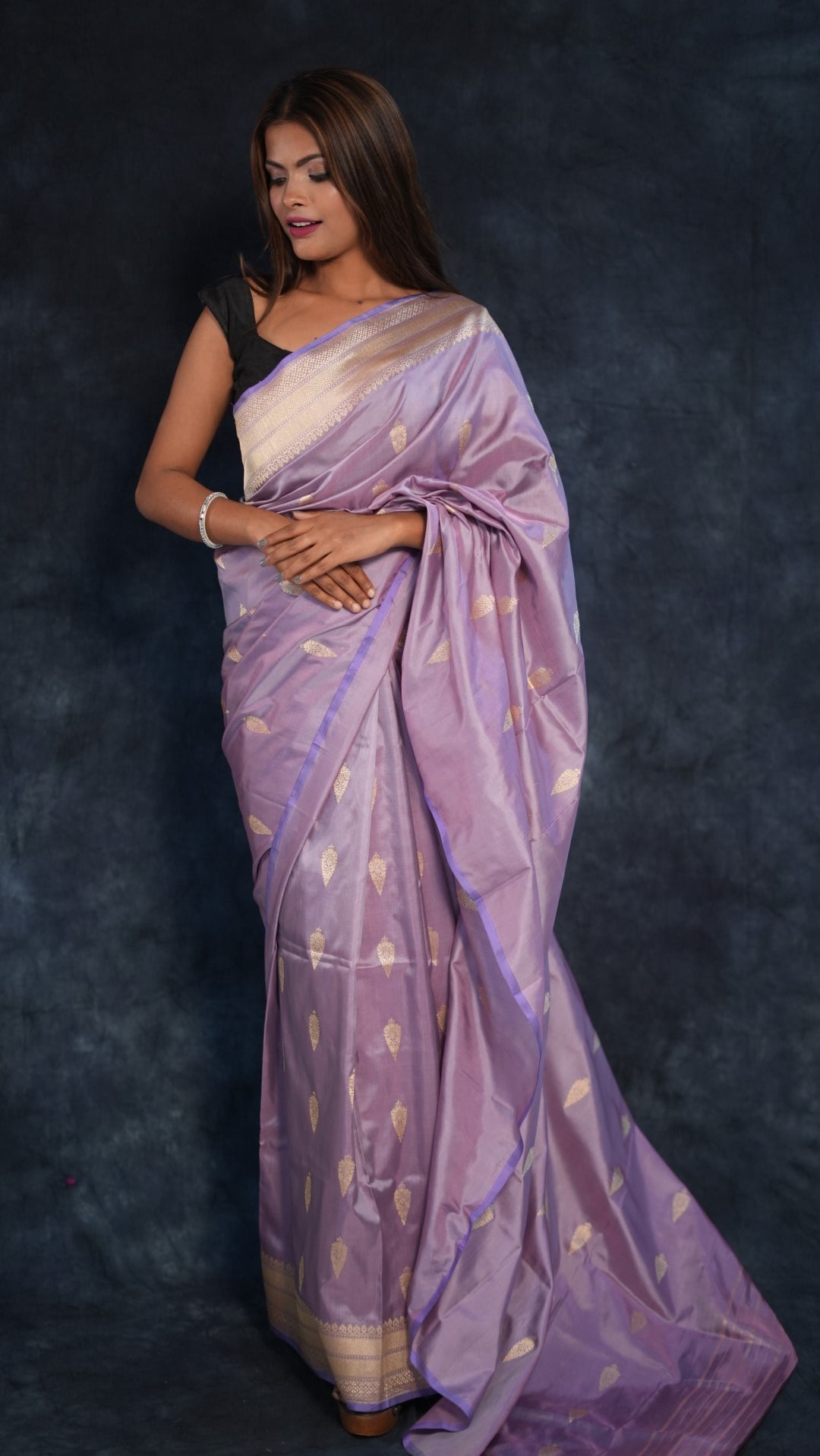Mauve Pure Katan silk Banarasi saree