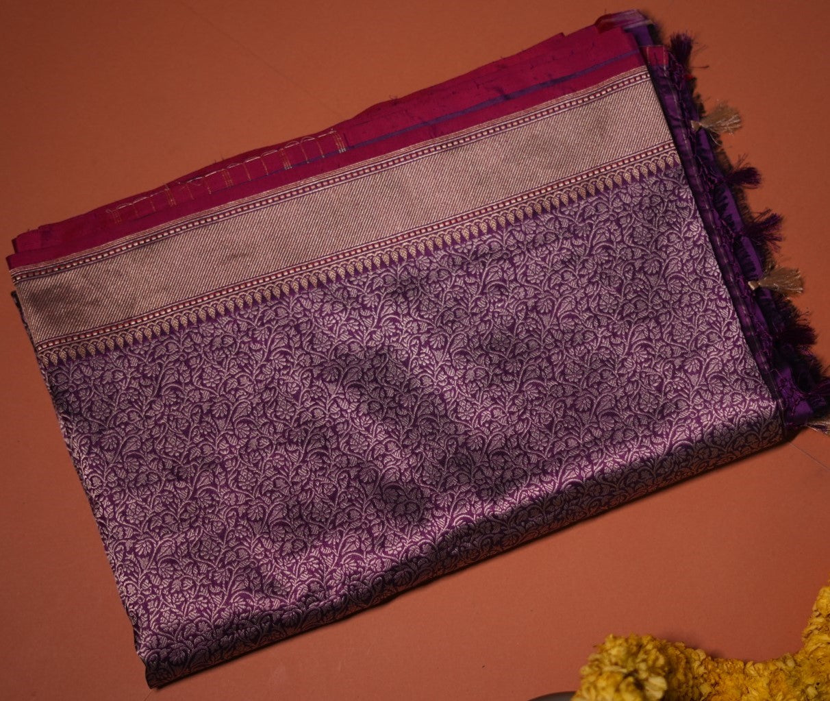 Plum Tanchoi handwoven Banarasi saree