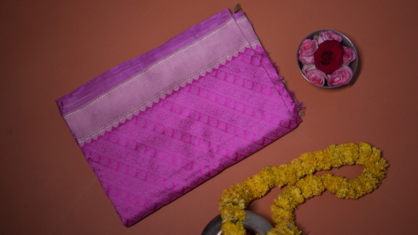The geometrical Jaal: Tanchoi handwoven pure Banarasi saree