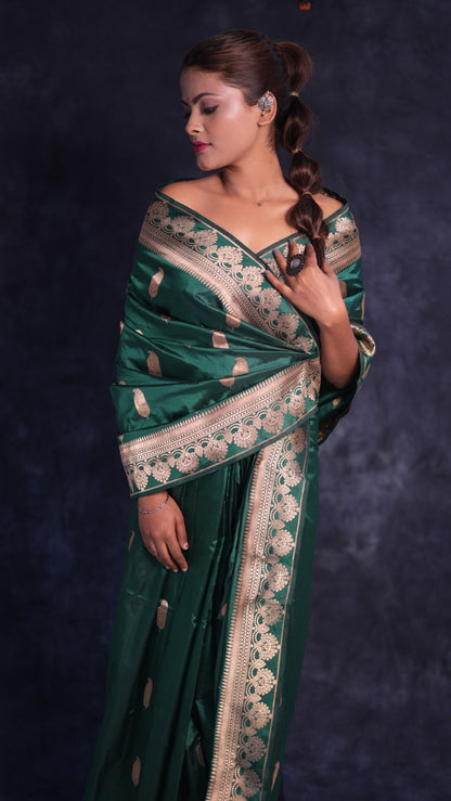 Shantala: Pure Katan silk handwoven Banarasi saree