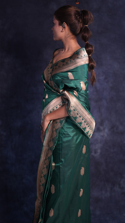 Shantala: Pure Katan silk handwoven Banarasi saree