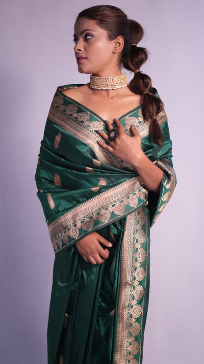 Shantala: Pure Katan silk handwoven Banarasi saree