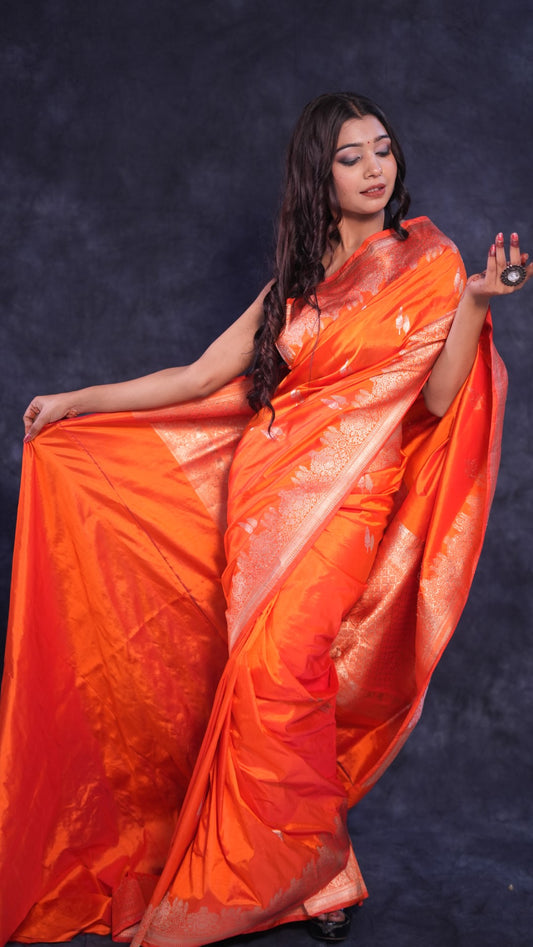 Alankaar: Pure Katan silk handwoven Banarasi saree
