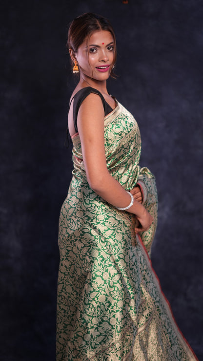 Bhavy: Pure Katan silk handwoven Banarasi saree