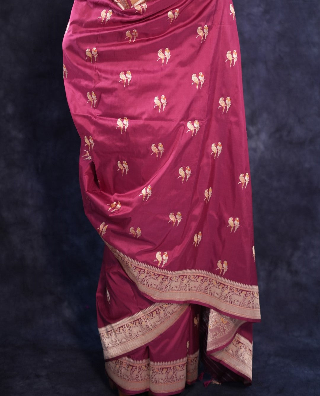 Bird motif pure Katan silk Banarasi saree