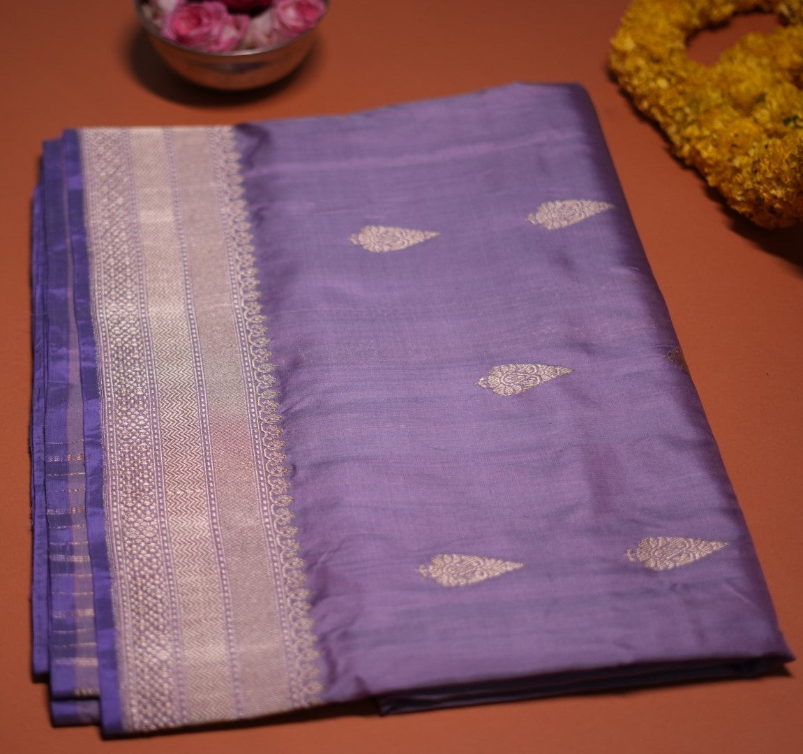 Mauve Pure Katan silk Banarasi saree