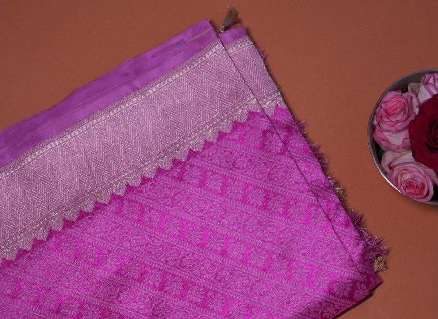 The geometrical Jaal: Tanchoi handwoven pure Banarasi saree