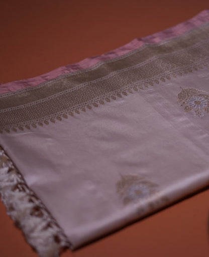 Gold and ivory pure Katan silk Banarasi saree